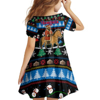 Mongolia Christmas Family Matching Off The Shoulder Long Sleeve Dress and Hawaiian Shirt with Santa Riding Horse Snowmen Yurts and Winter Holiday - Wonder Print Shop