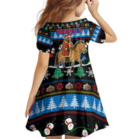 Mongolia Christmas Family Matching Off Shoulder Short Dress and Hawaiian Shirt with Santa Riding Horse Snowmen Yurts and Winter Holiday - Wonder Print Shop