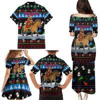 Mongolia Christmas Family Matching Puletasi and Hawaiian Shirt with Santa Riding Horse Snowmen Yurts and Winter Holiday - Wonder Print Shop