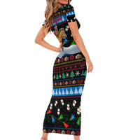 Mongolia Christmas Family Matching Short Sleeve Bodycon Dress and Hawaiian Shirt with Santa Riding Horse Snowmen Yurts and Winter Holiday - Wonder Print Shop