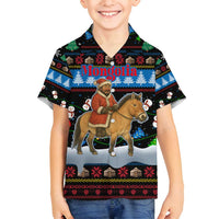 Mongolia Christmas Family Matching Summer Maxi Dress and Hawaiian Shirt with Santa Riding Horse Snowmen Yurts and Winter Holiday - Wonder Print Shop