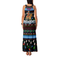 Mongolia Christmas Family Matching Tank Maxi Dress and Hawaiian Shirt with Santa Riding Horse Snowmen Yurts and Winter Holiday - Wonder Print Shop