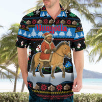 Mongolia Christmas Hawaiian Shirt with Santa Riding Horse Snowmen Yurts and Winter Holiday - Wonder Print Shop