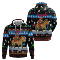 Mongolia Christmas Hoodie with Santa Riding Horse Snowmen Yurts and Winter Holiday - Wonder Print Shop