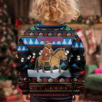 Mongolia Christmas Kid Ugly Christmas Sweater with Santa Riding Horse Snowmen Yurts and Winter Holiday - Wonder Print Shop