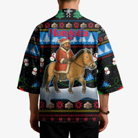 Mongolia Christmas Kimono with Santa Riding Horse Snowmen Yurts and Winter Holiday - Wonder Print Shop