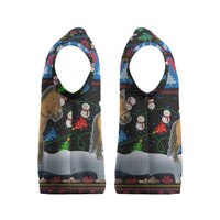 Mongolia Christmas Knitted V-Neck Vest with Santa Riding Horse Snowmen Yurts and Winter Holiday - Wonder Print Shop