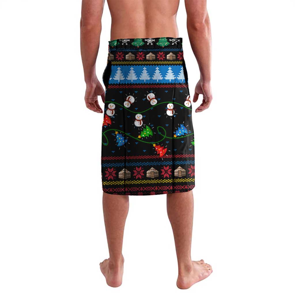 Mongolia Christmas Lavalava with Santa Riding Horse Snowmen Yurts and Winter Holiday - Wonder Print Shop