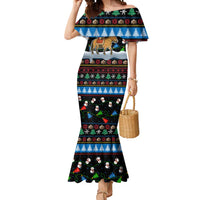Mongolia Christmas Mermaid Dress with Santa Riding Horse Snowmen Yurts and Winter Holiday - Wonder Print Shop