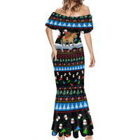 Mongolia Christmas Mermaid Dress with Santa Riding Horse Snowmen Yurts and Winter Holiday - Wonder Print Shop