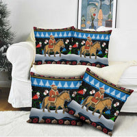 Mongolia Christmas Pillow Cover with Santa Riding Horse Snowmen Yurts and Winter Holiday - Wonder Print Shop