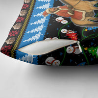 Mongolia Christmas Pillow Cover with Santa Riding Horse Snowmen Yurts and Winter Holiday - Wonder Print Shop