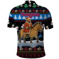 Mongolia Christmas Polo Shirt with Santa Riding Horse Snowmen Yurts and Winter Holiday - Wonder Print Shop