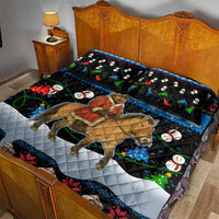 Mongolia Christmas Quilt Bed Set with Santa Riding Horse Snowmen Yurts and Winter Holiday - Wonder Print Shop