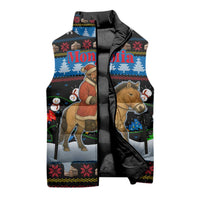 Mongolia Christmas Sleeveless Puffer Jacket with Santa Riding Horse Snowmen Yurts and Winter Holiday - Wonder Print Shop