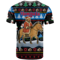 Mongolia Christmas T Shirt with Santa Riding Horse Snowmen Yurts and Winter Holiday - Wonder Print Shop
