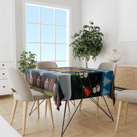 Mongolia Christmas Tablecloth with Santa Riding Horse Snowmen Yurts and Winter Holiday - Wonder Print Shop