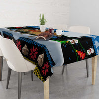 Mongolia Christmas Tablecloth with Santa Riding Horse Snowmen Yurts and Winter Holiday - Wonder Print Shop