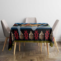 Mongolia Christmas Tablecloth with Santa Riding Horse Snowmen Yurts and Winter Holiday - Wonder Print Shop