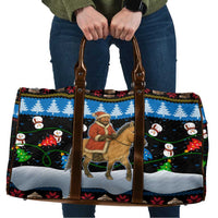 Mongolia Christmas Travel Bag with Santa Riding Horse Snowmen Yurts and Winter Holiday - Wonder Print Shop