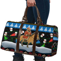 Mongolia Christmas Travel Bag with Santa Riding Horse Snowmen Yurts and Winter Holiday - Wonder Print Shop