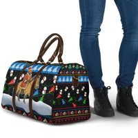 Mongolia Christmas Travel Bag with Santa Riding Horse Snowmen Yurts and Winter Holiday - Wonder Print Shop