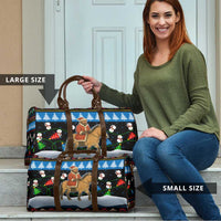 Mongolia Christmas Travel Bag with Santa Riding Horse Snowmen Yurts and Winter Holiday - Wonder Print Shop