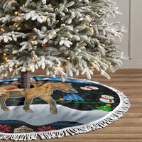 Mongolia Christmas Tree Skirt with Santa Riding Horse Snowmen Yurts and Winter Holiday - Wonder Print Shop