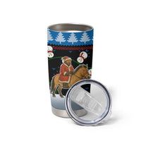 Mongolia Christmas Tumbler Cup with Santa Riding Horse Snowmen Yurts and Winter Holiday - Wonder Print Shop