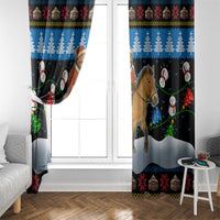 Mongolia Christmas Window Curtain with Santa Riding Horse Snowmen Yurts and Winter Holiday - Wonder Print Shop