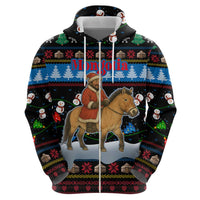 Mongolia Christmas Zip Hoodie with Santa Riding Horse Snowmen Yurts and Winter Holiday - Wonder Print Shop