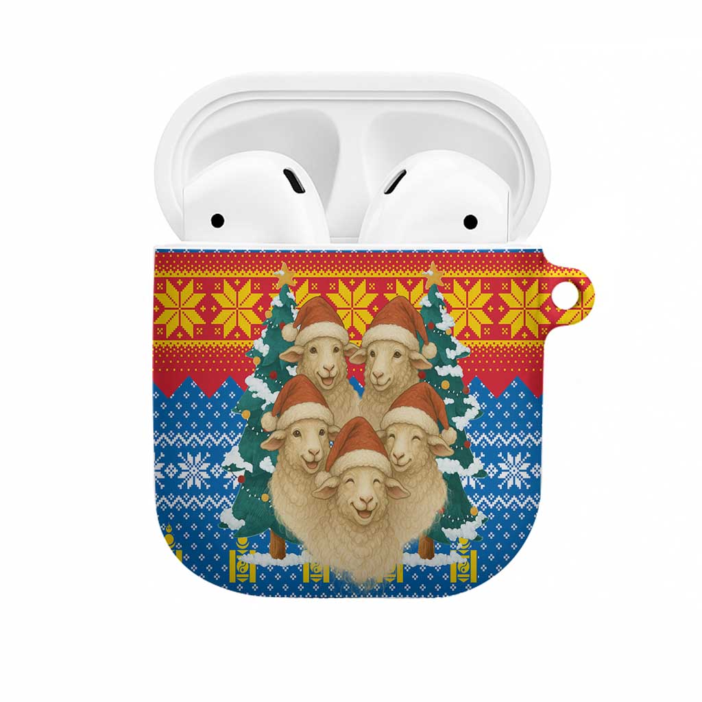 Mongolia Christmas AirPods Case with Santa Sheep Christmas Trees and Snowflake - Wonder Print Shop
