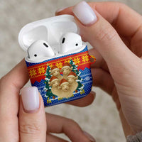 Mongolia Christmas AirPods Case with Santa Sheep Christmas Trees and Snowflake - Wonder Print Shop