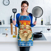 Mongolia Christmas Apron with Santa Sheep Christmas Trees and Snowflake - Wonder Print Shop
