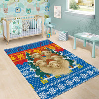 Mongolia Christmas Area Rug with Santa Sheep Christmas Trees and Snowflake - Wonder Print Shop