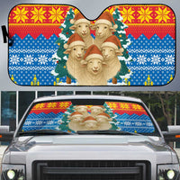 Mongolia Christmas Auto Sun Shade with Santa Sheep Christmas Trees and Snowflake - Wonder Print Shop