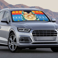 Mongolia Christmas Auto Sun Shade with Santa Sheep Christmas Trees and Snowflake - Wonder Print Shop