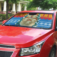 Mongolia Christmas Auto Sun Shade with Santa Sheep Christmas Trees and Snowflake - Wonder Print Shop