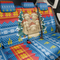 Mongolia Christmas Back Car Seat Cover with Santa Sheep Christmas Trees and Snowflake - Wonder Print Shop