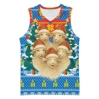 Mongolia Christmas Basketball Jersey with Santa Sheep Christmas Trees and Snowflake - Wonder Print Shop