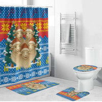 Mongolia Christmas Bathroom Set with Santa Sheep Christmas Trees and Snowflake - Wonder Print Shop