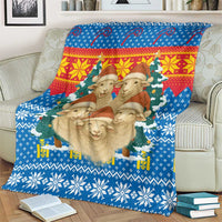 Mongolia Christmas Blanket with Santa Sheep Christmas Trees and Snowflake - Wonder Print Shop