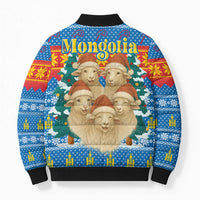 Mongolia Christmas Bomber Puffer Jacket with Santa Sheep Christmas Trees and Snowflake - Wonder Print Shop