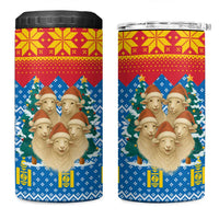 Mongolia Christmas 4 in 1 Can Cooler Tumbler with Santa Sheep Christmas Trees and Snowflake - Wonder Print Shop