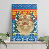 Mongolia Christmas Canvas Wall Art with Santa Sheep Christmas Trees and Snowflake - Wonder Print Shop
