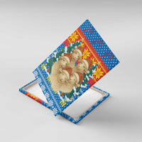 Mongolia Christmas Canvas Wall Art with Santa Sheep Christmas Trees and Snowflake - Wonder Print Shop