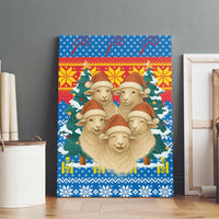 Mongolia Christmas Canvas Wall Art with Santa Sheep Christmas Trees and Snowflake - Wonder Print Shop