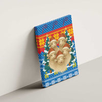 Mongolia Christmas Canvas Wall Art with Santa Sheep Christmas Trees and Snowflake - Wonder Print Shop