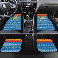 Mongolia Christmas Car Mats with Santa Sheep Christmas Trees and Snowflake - Wonder Print Shop