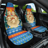 Mongolia Christmas Car Seat Cover with Santa Sheep Christmas Trees and Snowflake - Wonder Print Shop